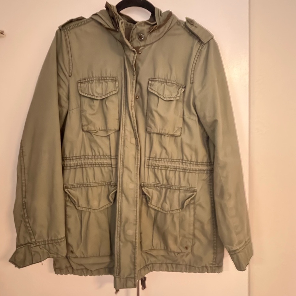 Olive Green Hooded Cargo Jacket